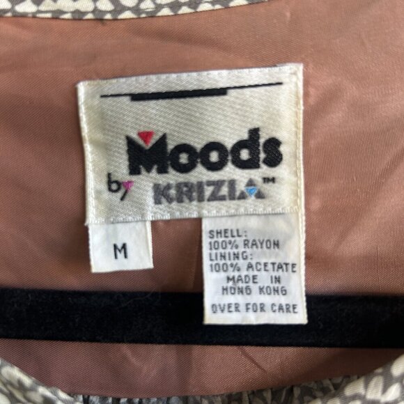 Moods by Krizia Vintage 80s Gray Petite Pattern Blouse Size Medium - Picture 7 of 9